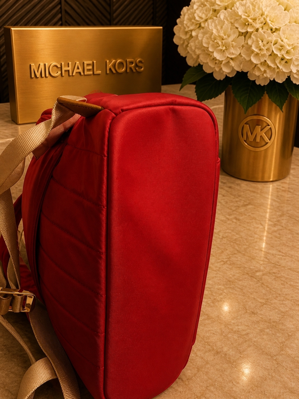 Michael Kors Red Nylon Backpack 16x16 - Picture 10 of 14
